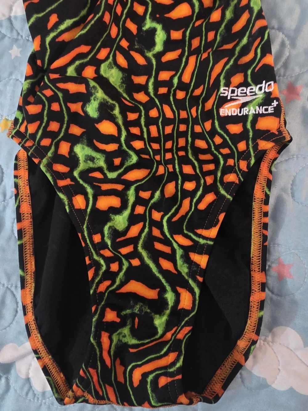Kids SPEEDO Neon Orange & Green One-Piece Swimsuit